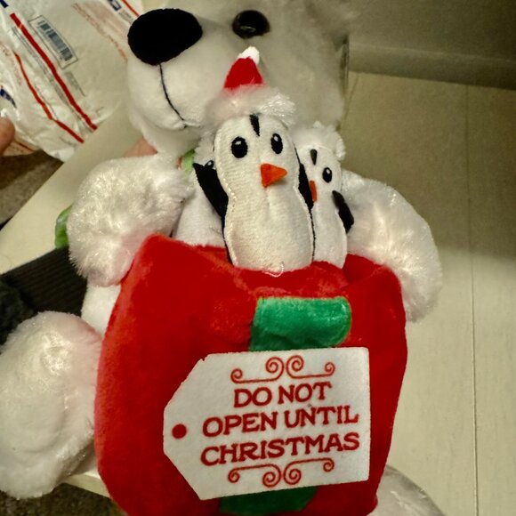 Christmas Polar Bear Dancing Penguins Animated Plush Musical Lights Up Let Snow - Picture 9 of 13